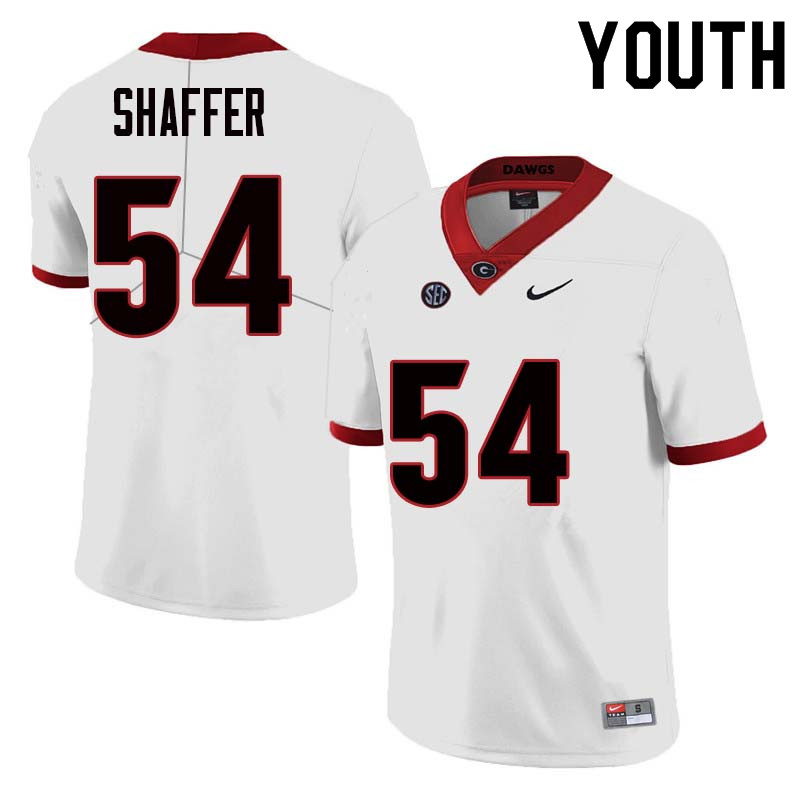 Youth Georgia Bulldogs #54 Justin Shaffer College Football Jerseys Sale-White - Click Image to Close